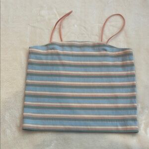 American Eagle Outfitters Blue and Gray Ribbed Crop Camisole